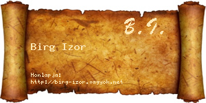 Birg Izor névjegykártya